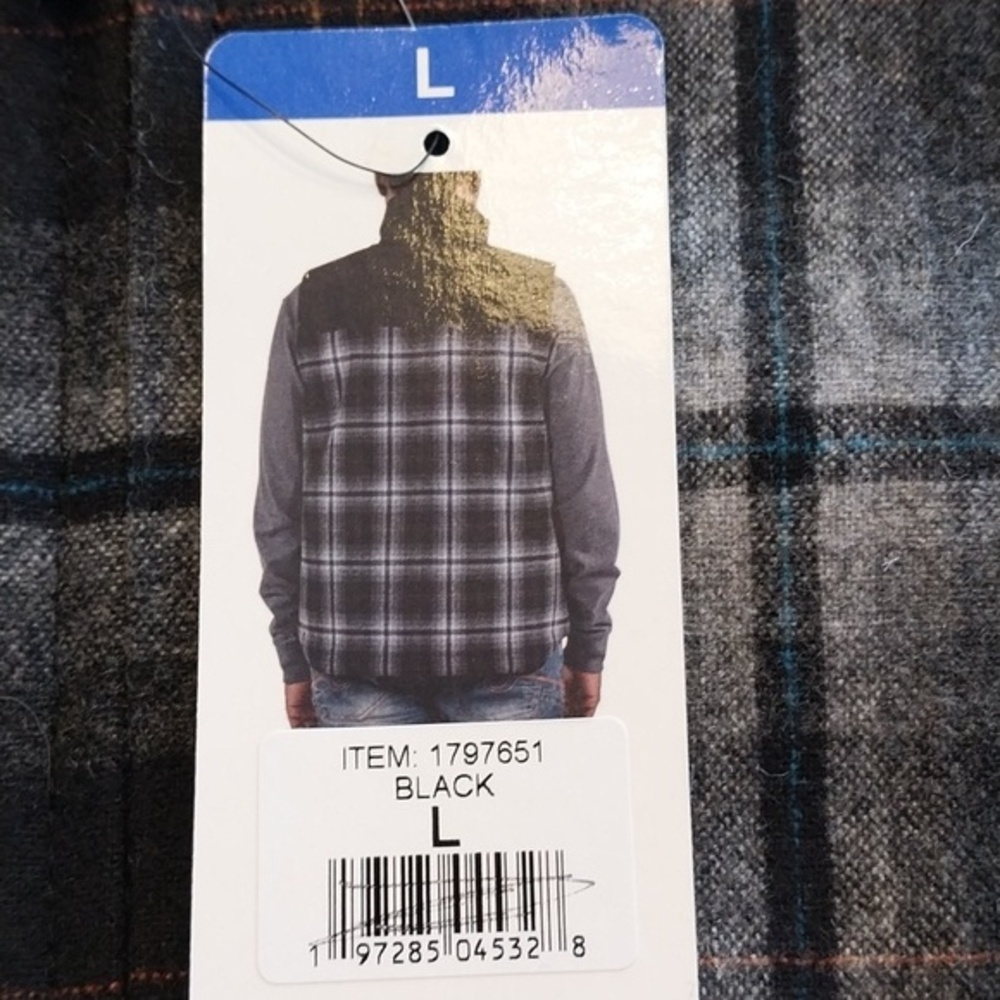 Pendleton NWT Men's Size Large Black‎ Gray Plaid Full Zip Wool Rich Blend Vest - Picture 4 of 12